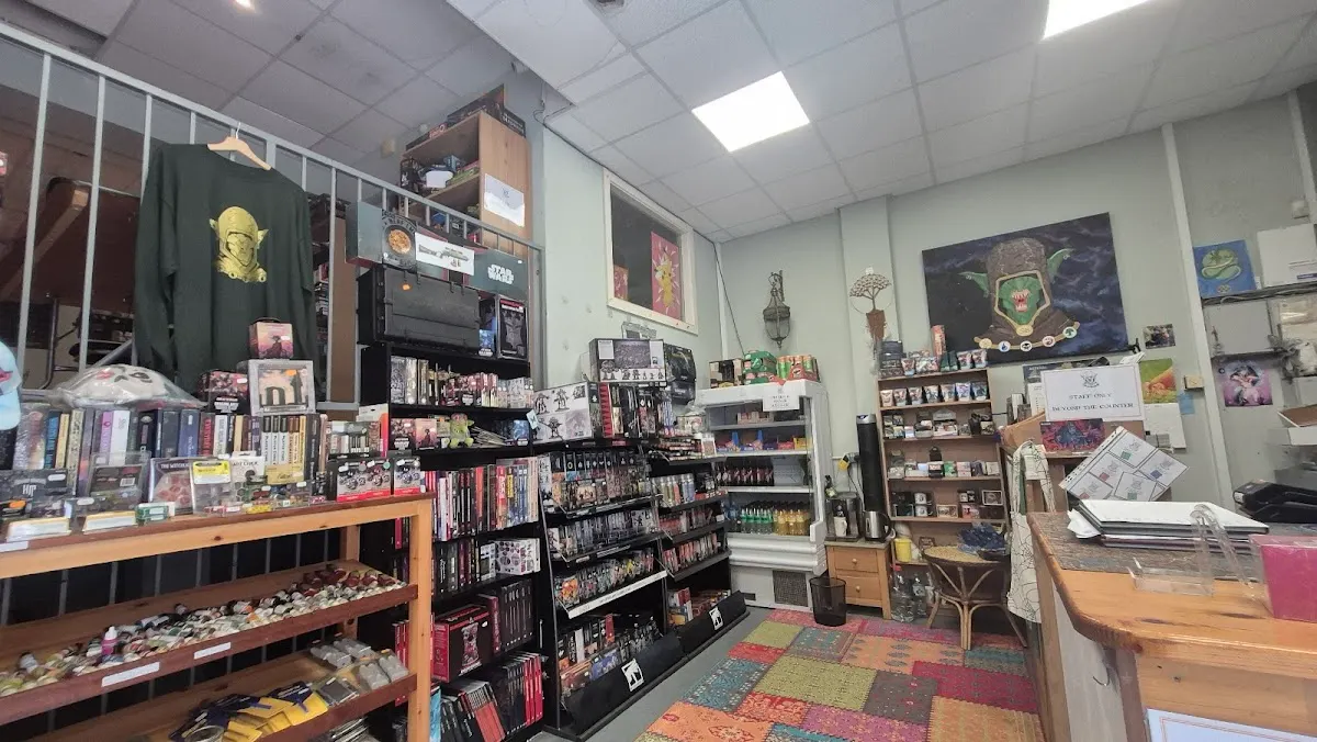 Miniatures, paints, and collectibles on display